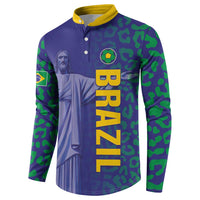 Custom Brazil Football Button Sweatshirt With Leopard Pattern