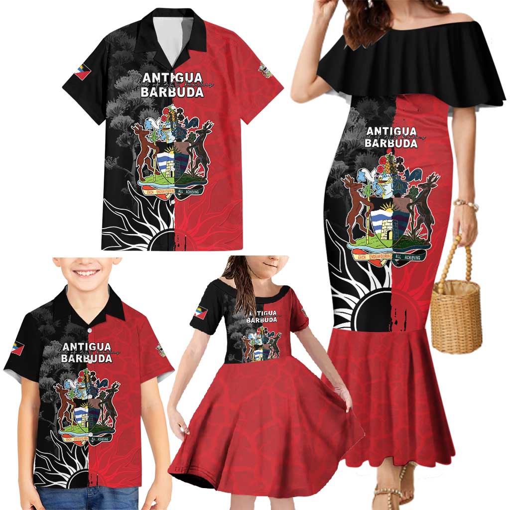 Personalized Antigua and Barbuda Family Matching Mermaid Dress and Hawaiian Shirt Land Of 365 Beaches