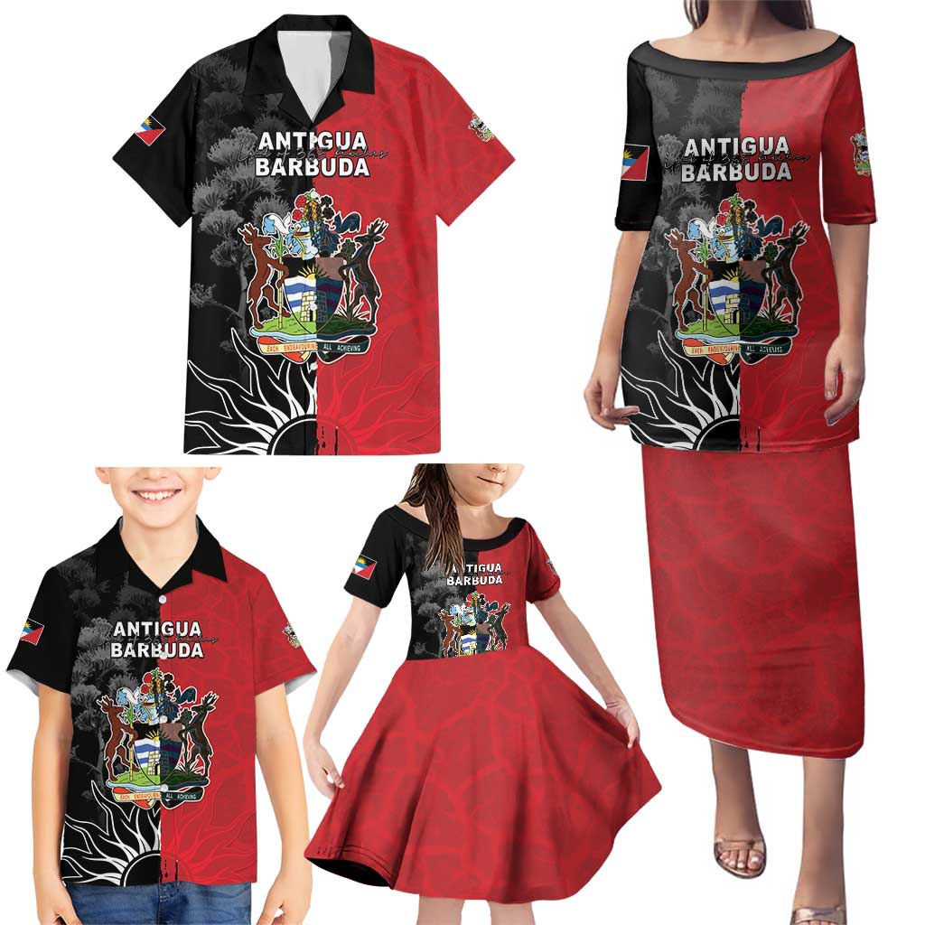 Personalized Antigua and Barbuda Family Matching Puletasi and Hawaiian Shirt Land Of 365 Beaches