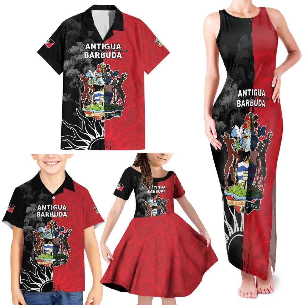 Personalized Antigua and Barbuda Family Matching Tank Maxi Dress and Hawaiian Shirt Land Of 365 Beaches