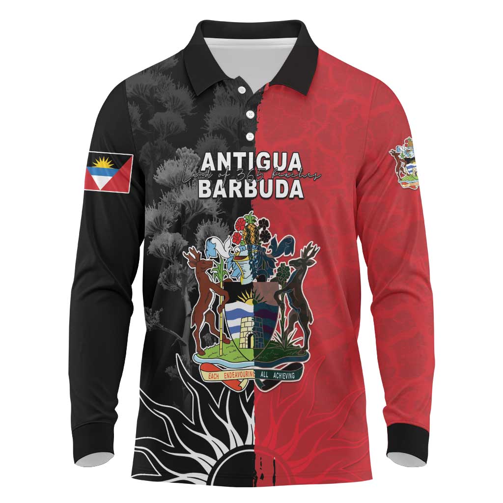 Personalized Antigua and Barbuda Long Sleeve Polo Shirt Land Of 365 Beaches