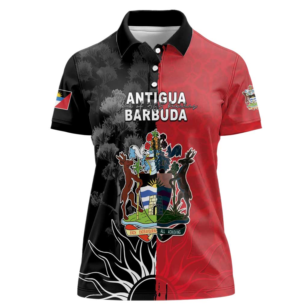 Personalized Antigua and Barbuda Women Polo Shirt Land Of 365 Beaches