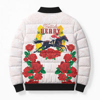 Kentucky Horse Racing Bomber Puffer Jacket Rose Floral