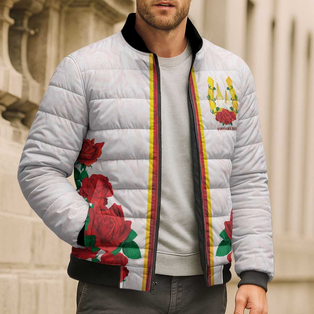 Kentucky Horse Racing Bomber Puffer Jacket Rose Floral