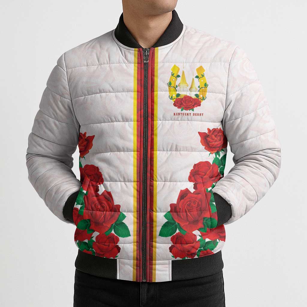 Kentucky Horse Racing Bomber Puffer Jacket Rose Floral