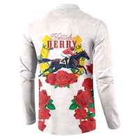 Kentucky Horse Racing Button Sweatshirt Rose Floral