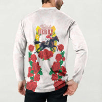 Kentucky Horse Racing Button Sweatshirt Rose Floral