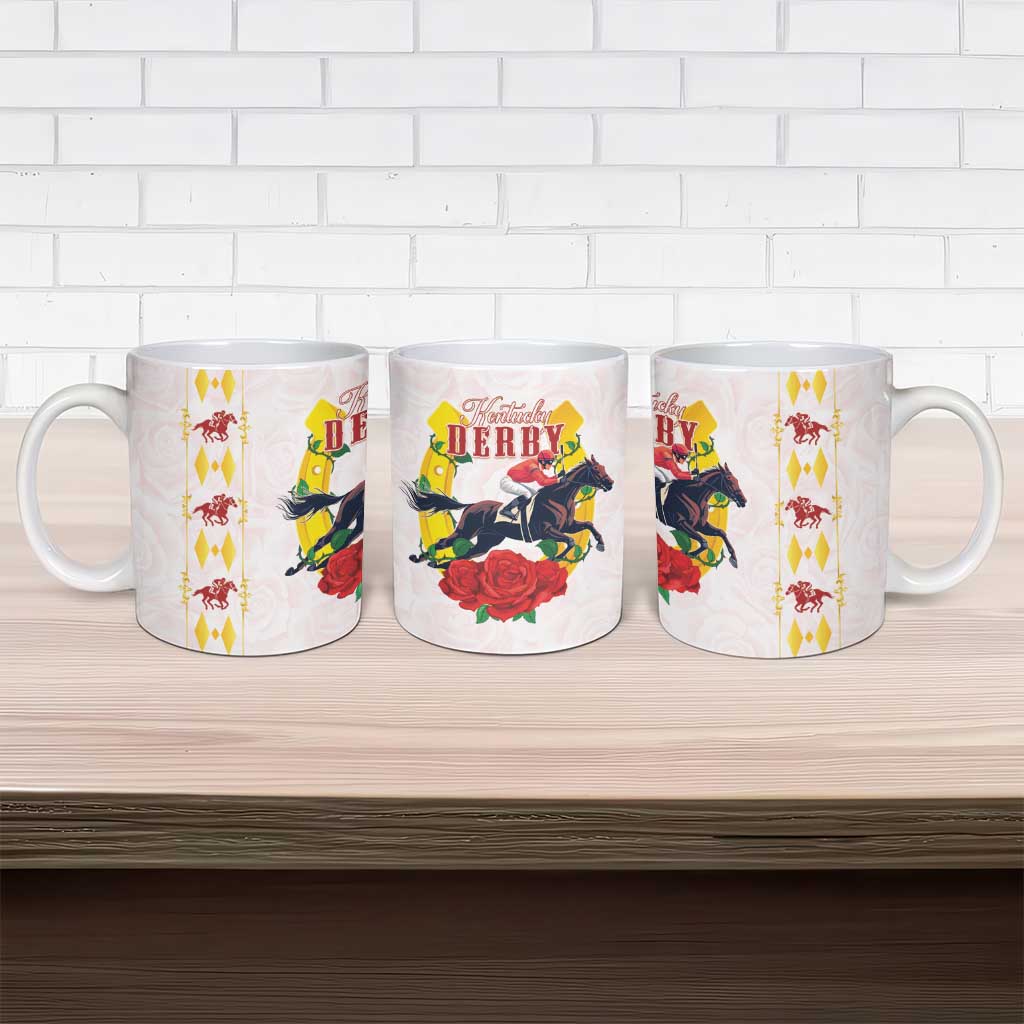 Kentucky Horse Racing Ceramic Mug Rose Floral