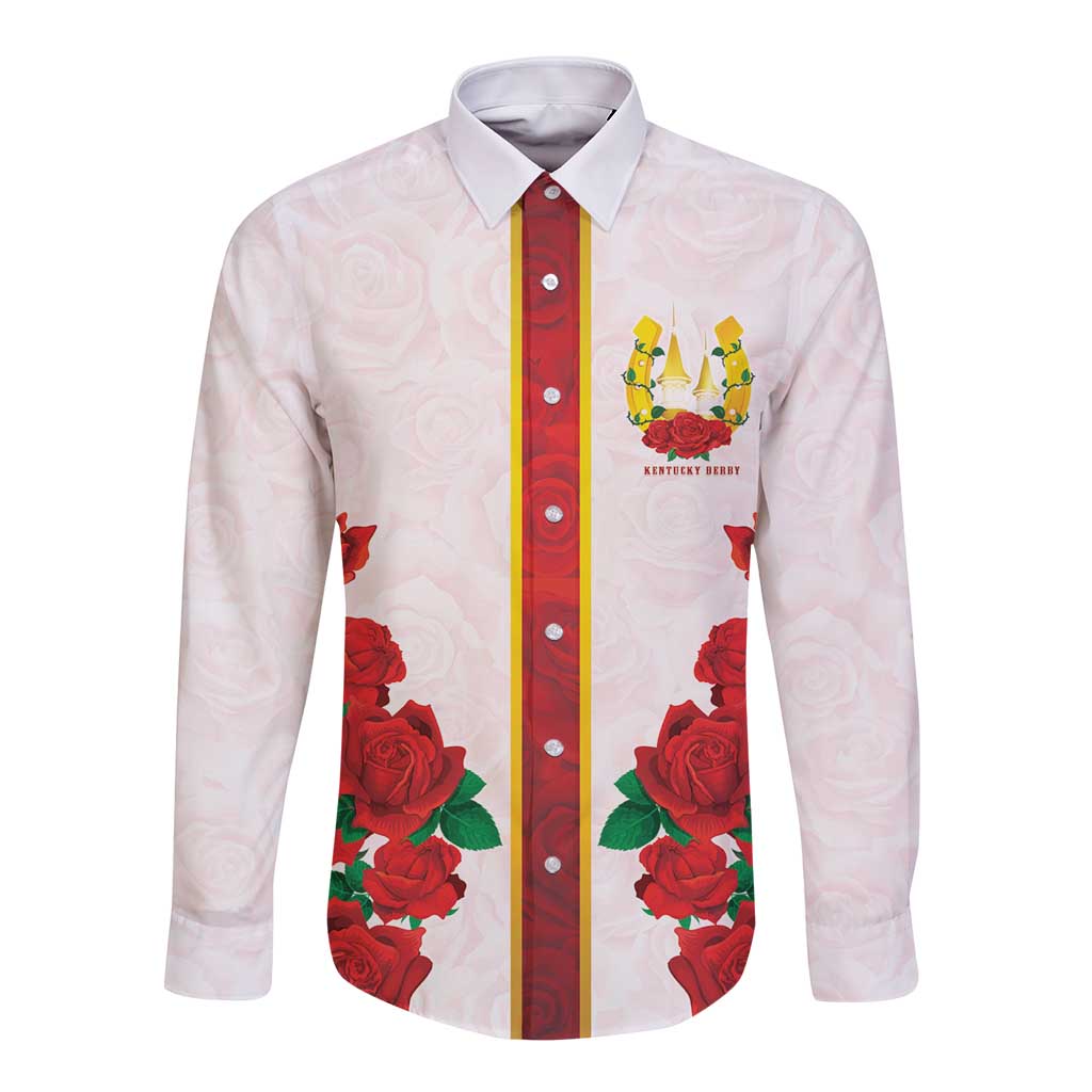 Kentucky Horse Racing Long Sleeve Button Shirt Rose Floral