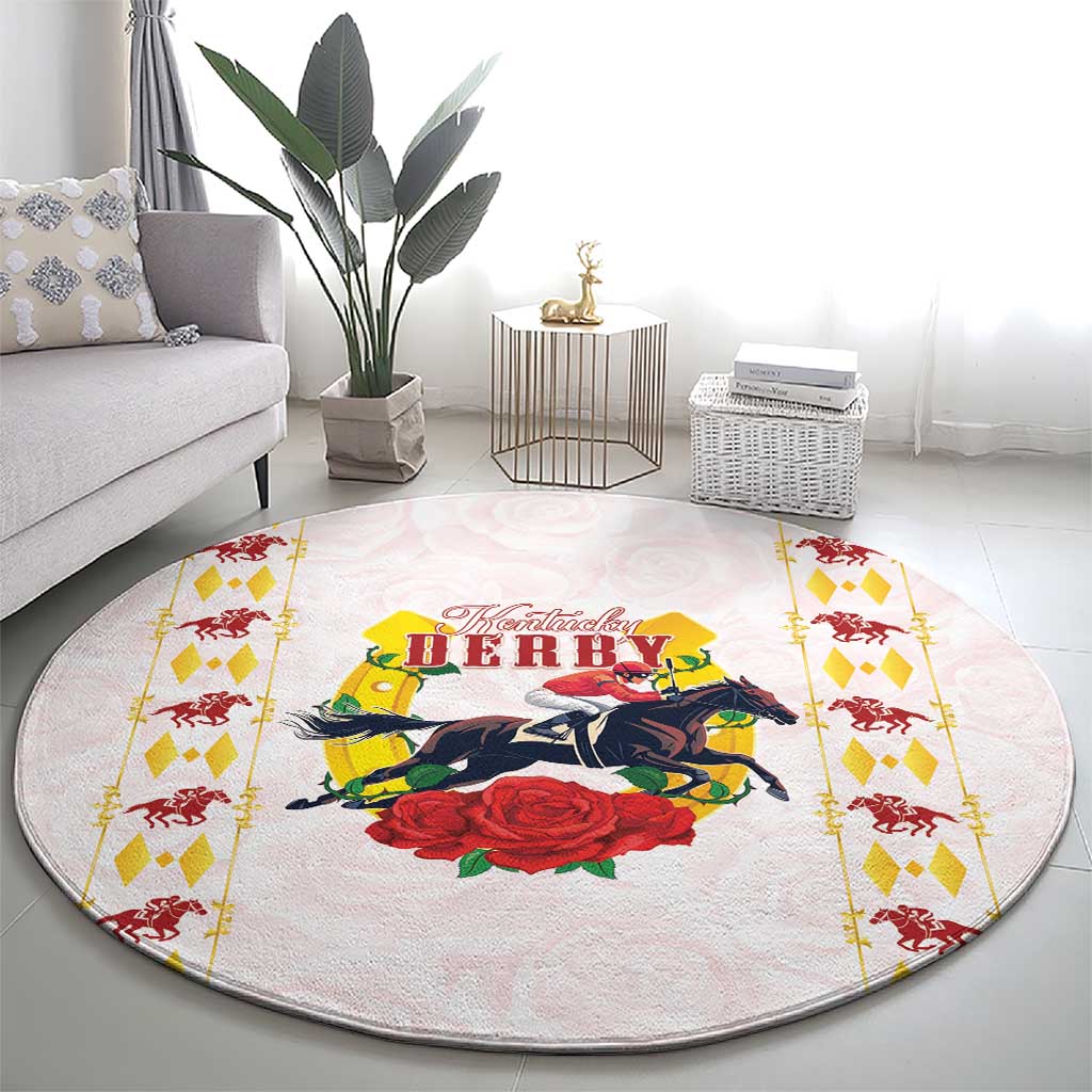 Kentucky Horse Racing Round Carpet Rose Floral