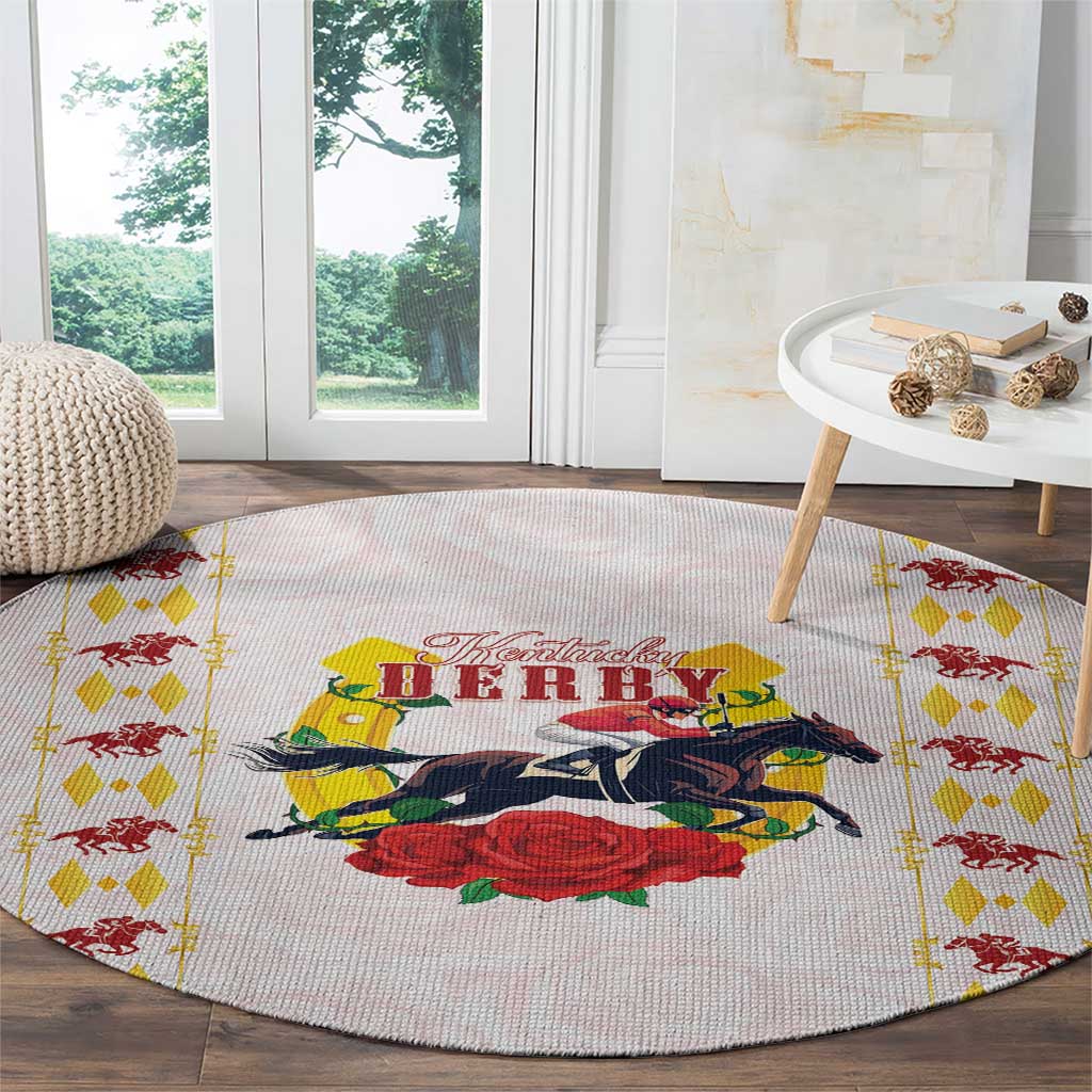Kentucky Horse Racing Round Carpet Rose Floral