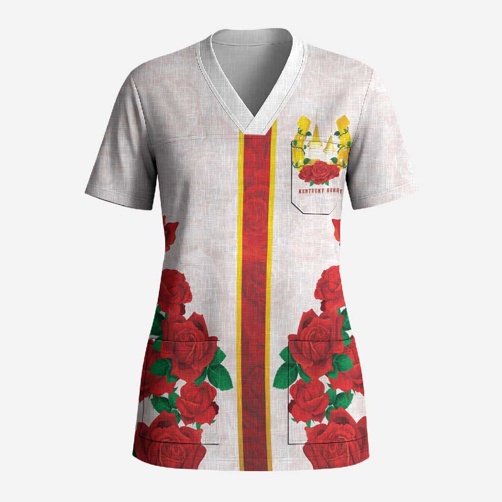 Kentucky Horse Racing Scrub Top Rose Floral
