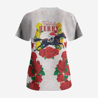 Kentucky Horse Racing Scrub Top Rose Floral