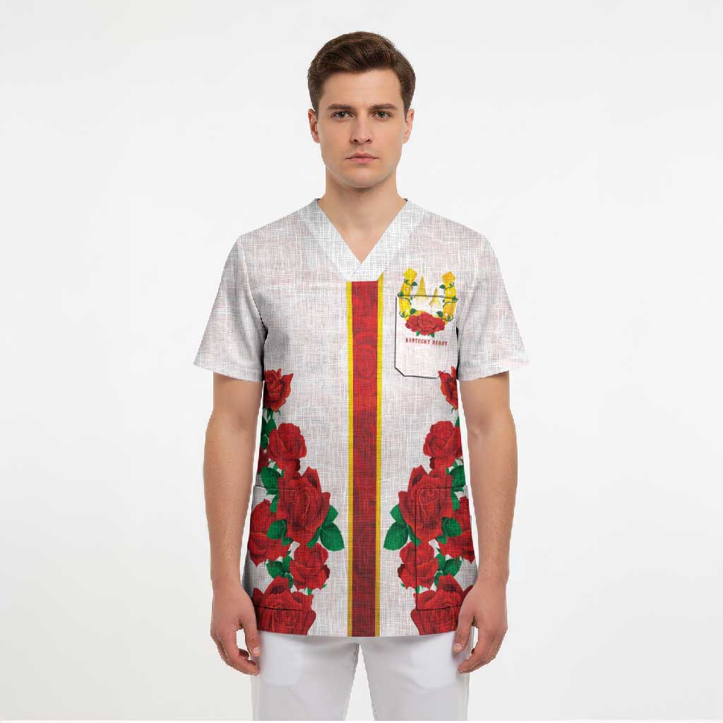 Kentucky Horse Racing Scrub Top Rose Floral