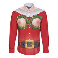 Funny Christmas Costume Long Sleeve Button Shirt Busty Big Boobs - Wonder Print Shop