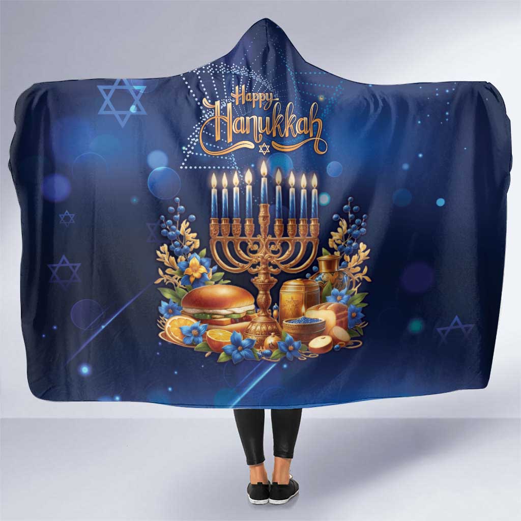 Jewish Hanukkah Festival Hooded Blanket Let's Get Lit