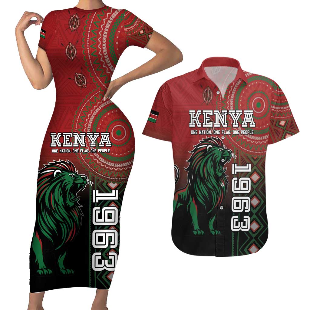 Personalised Kenya Jamhuri Day Couples Matching Short Sleeve Bodycon Dress and Hawaiian Shirt One Nation One Flag One People LT05 - Wonder Print Shop