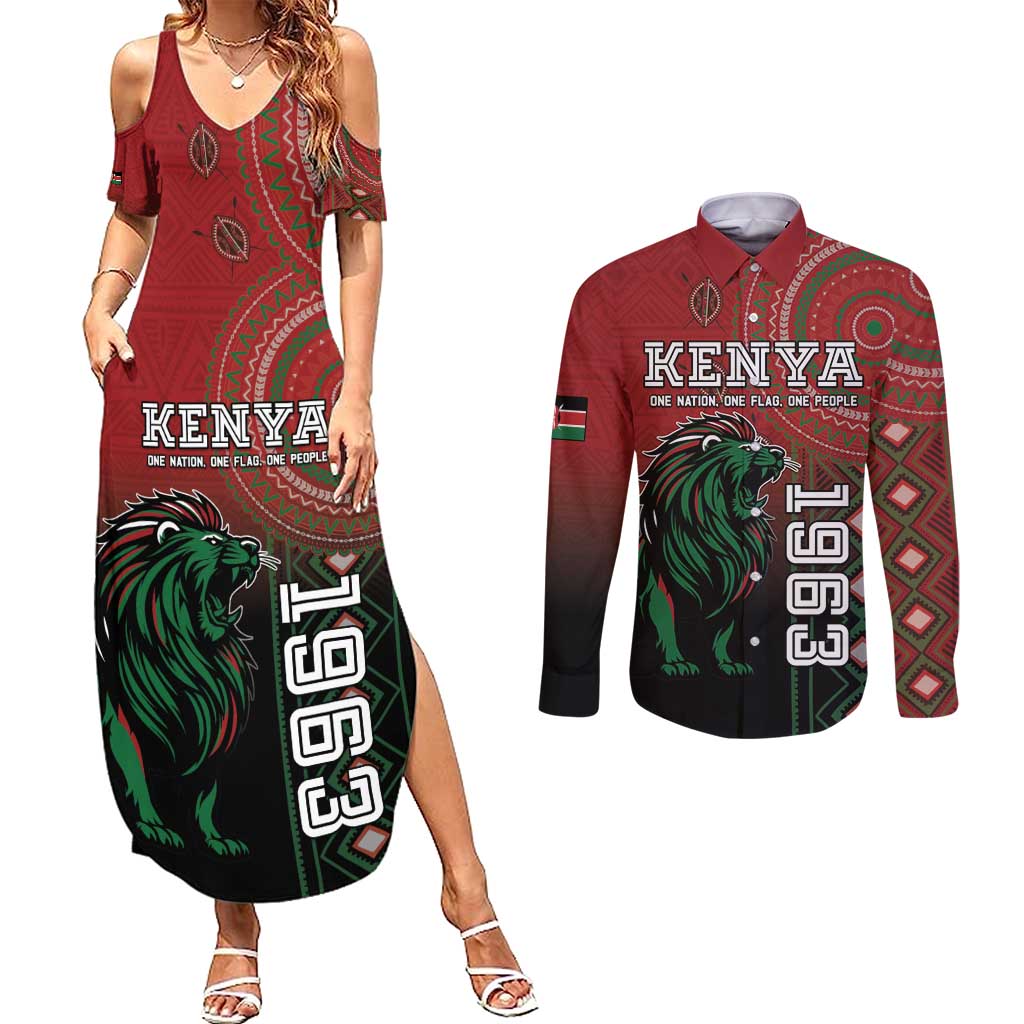 Personalised Kenya Jamhuri Day Couples Matching Summer Maxi Dress and Long Sleeve Button Shirt One Nation One Flag One People LT05 - Wonder Print Shop