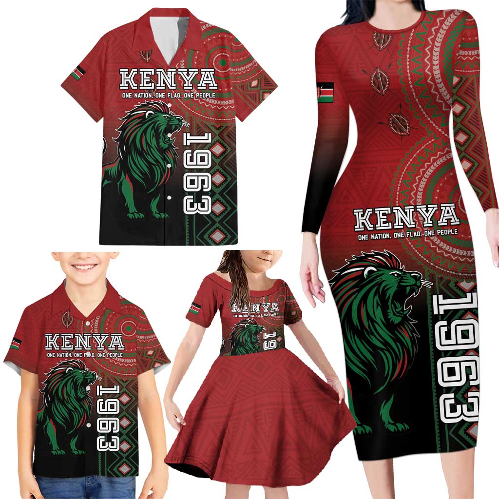 Personalised Kenya Jamhuri Day Family Matching Long Sleeve Bodycon Dress and Hawaiian Shirt One Nation One Flag One People LT05 - Wonder Print Shop