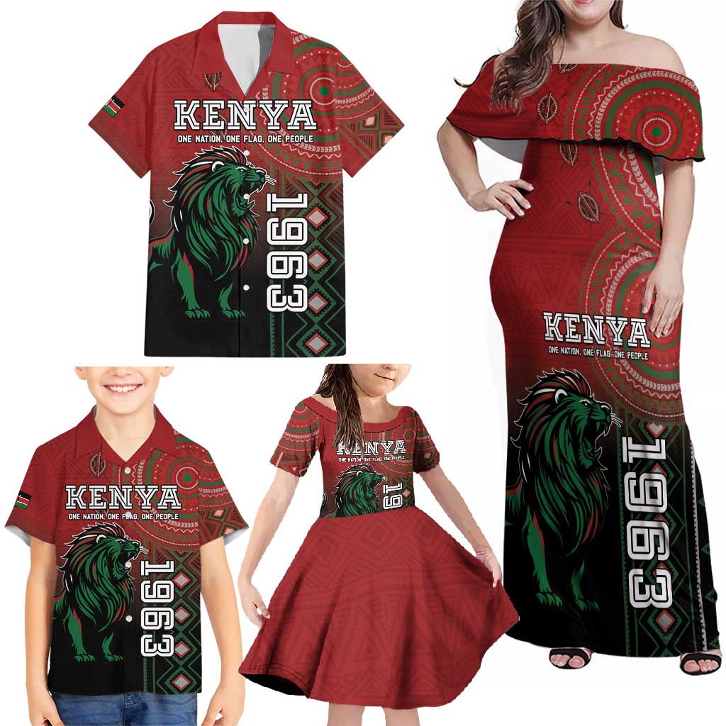 Personalised Kenya Jamhuri Day Family Matching Off Shoulder Maxi Dress and Hawaiian Shirt One Nation One Flag One People LT05 - Wonder Print Shop