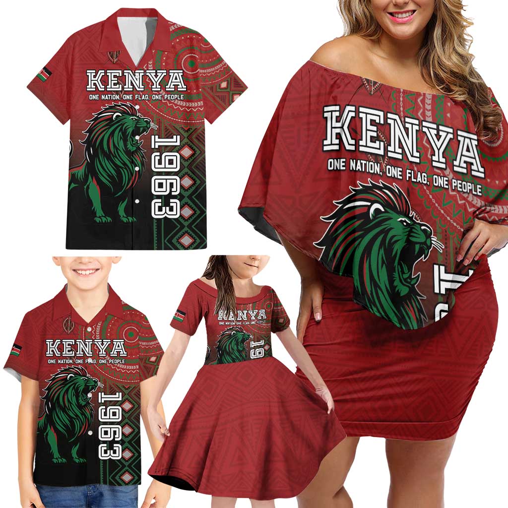 Personalised Kenya Jamhuri Day Family Matching Off Shoulder Short Dress and Hawaiian Shirt One Nation One Flag One People LT05 - Wonder Print Shop