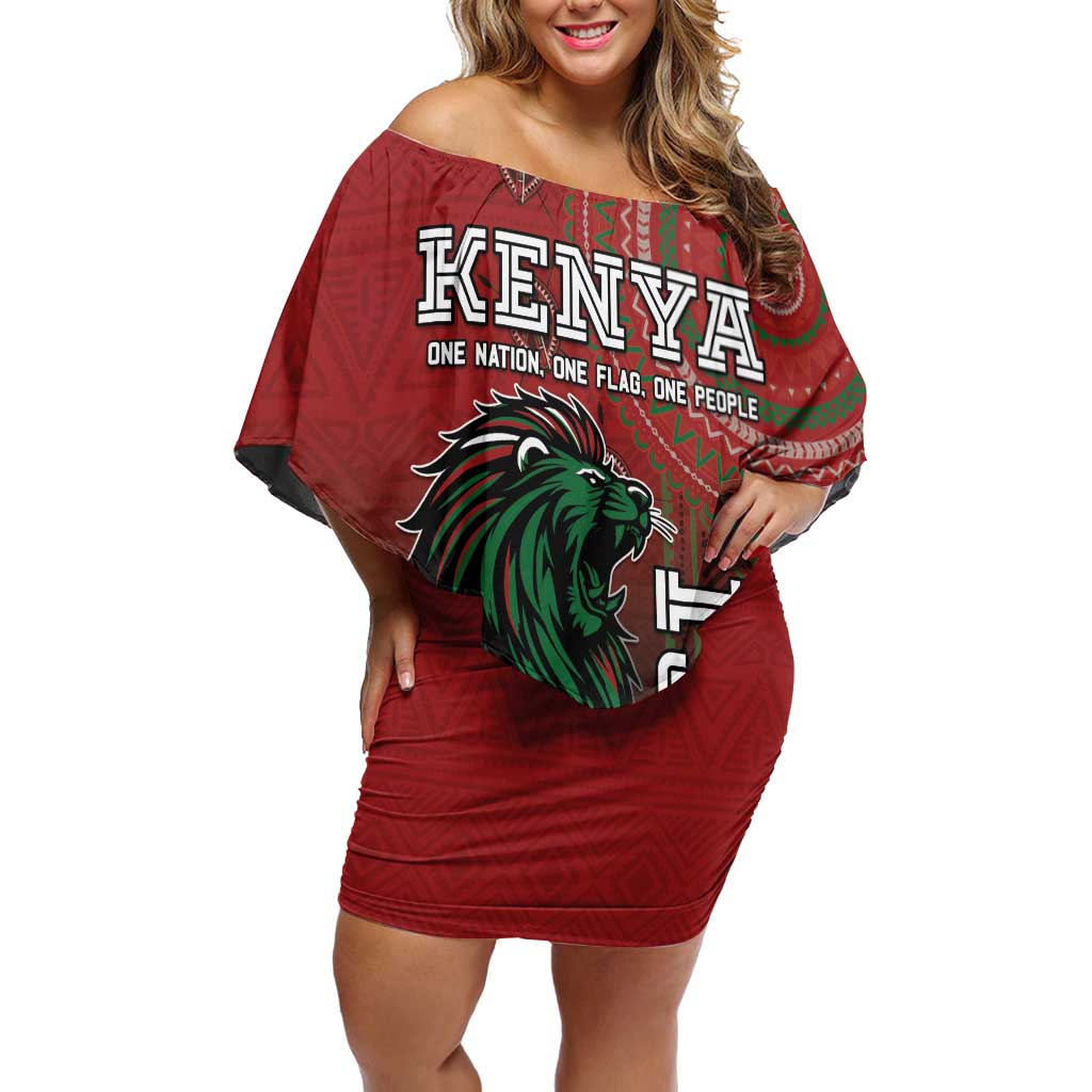 Personalised Kenya Jamhuri Day Off Shoulder Short Dress One Nation One Flag One People LT05 - Wonder Print Shop