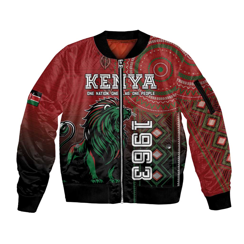 Personalised Kenya Jamhuri Day Sleeve Zip Bomber Jacket One Nation One Flag One People LT05 - Wonder Print Shop