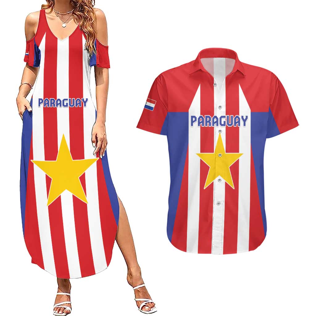 Custom Paraguay Star Football Couples Matching Summer Maxi Dress and Hawaiian Shirt Go Albirroja