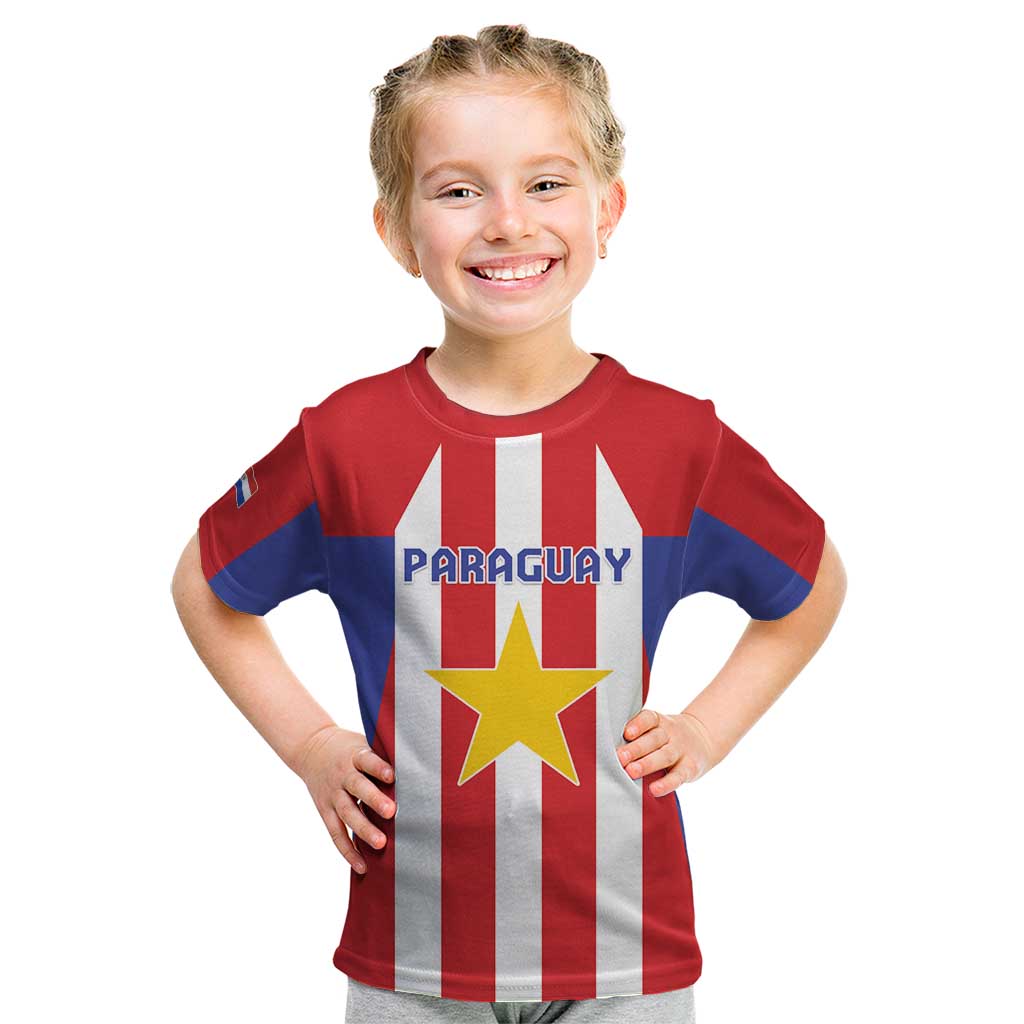 Custom Paraguay Star Football Kid T Shirt Go Albirroja