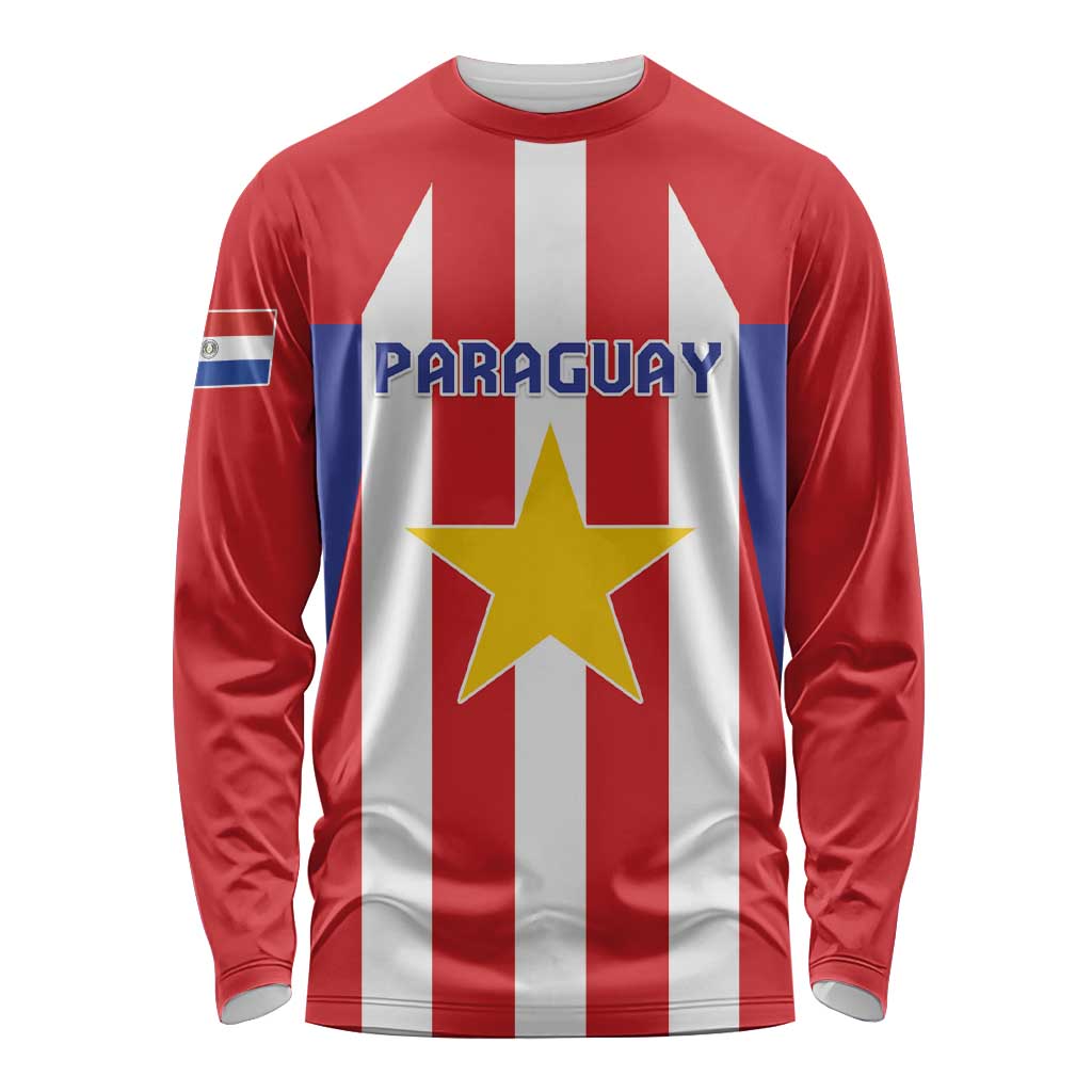 Custom Paraguay Star Football Long Sleeve Shirt Go Albirroja