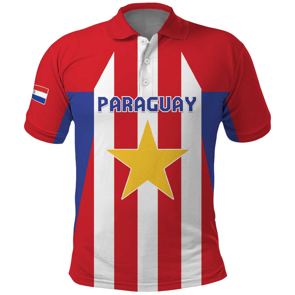 Custom Paraguay Star Football Polo Shirt Go Albirroja