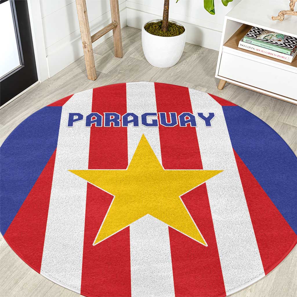 Paraguay Star Football Round Carpet Go Albirroja