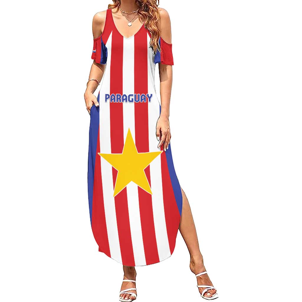 Custom Paraguay Star Football Summer Maxi Dress Go Albirroja