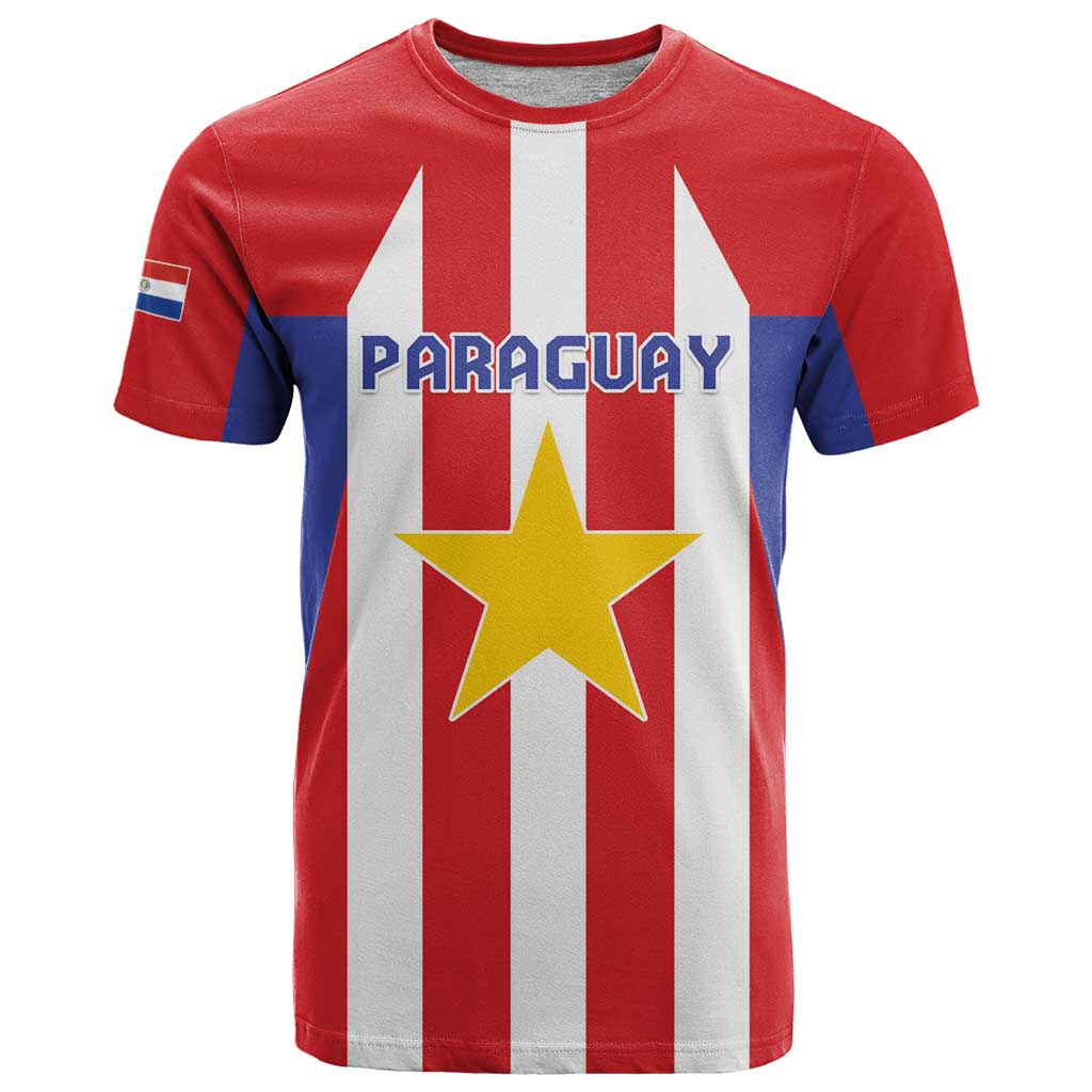 Custom Paraguay Star Football T Shirt Go Albirroja