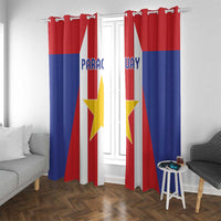 Paraguay flag window curtain with hook-style top fasteners and gold star center design