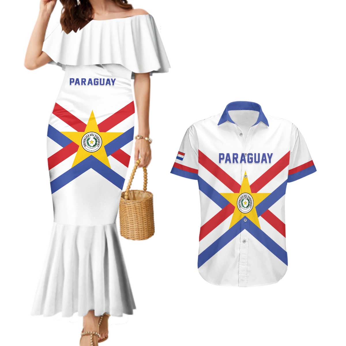 Custom Paraguay Football Couples Matching Mermaid Dress and Hawaiian Shirt Unique Style