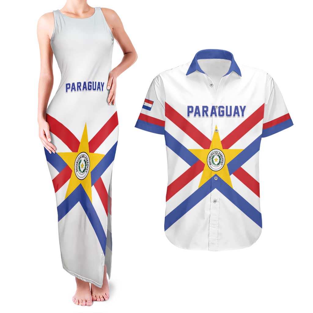 Custom Paraguay Football Couples Matching Tank Maxi Dress and Hawaiian Shirt Unique Style