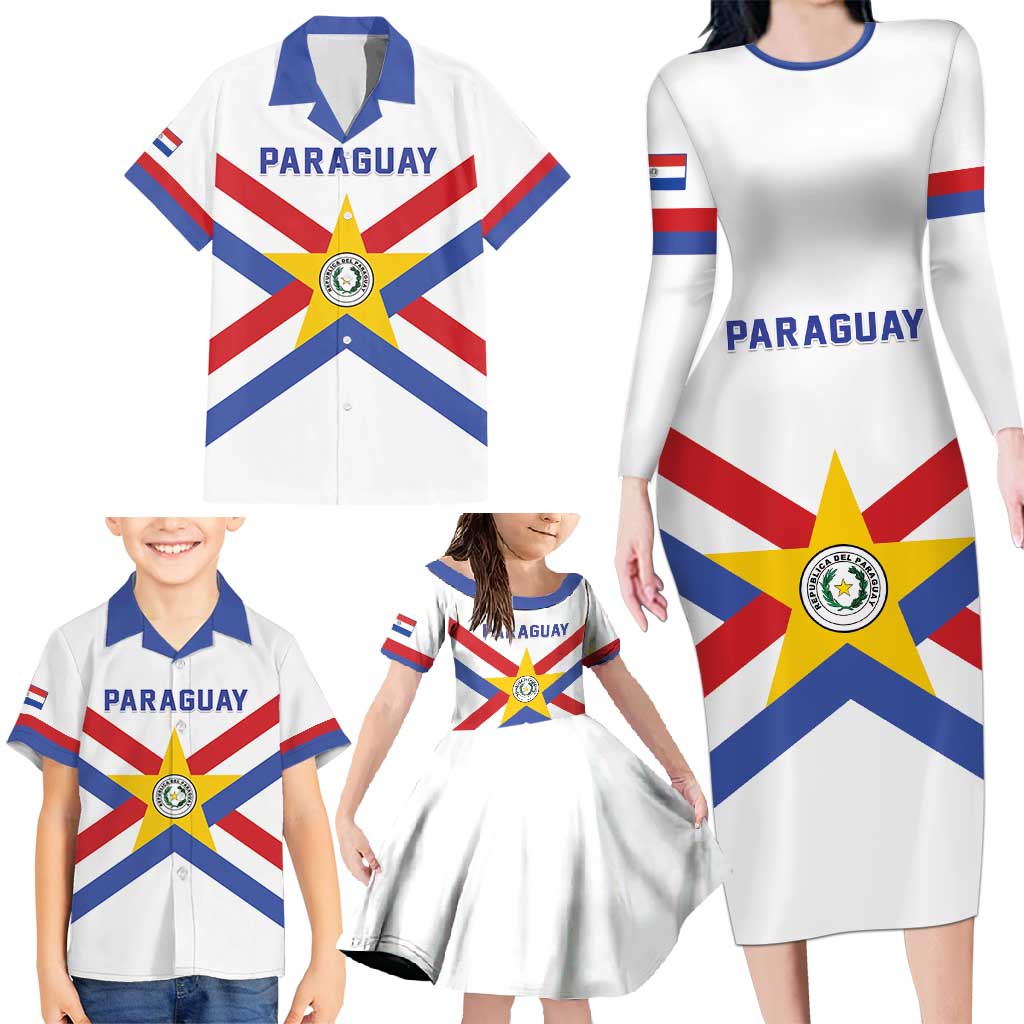 Custom Paraguay Football Family Matching Long Sleeve Bodycon Dress and Hawaiian Shirt Unique Style