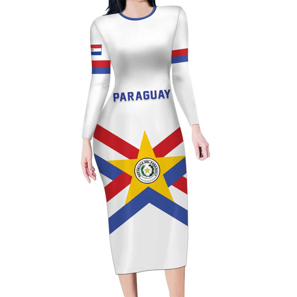 Custom Paraguay Football Long Sleeve Bodycon Dress Unique Style