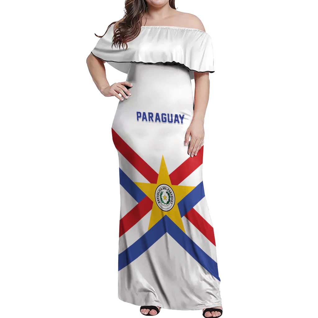 Custom Paraguay Football Off Shoulder Maxi Dress Unique Style