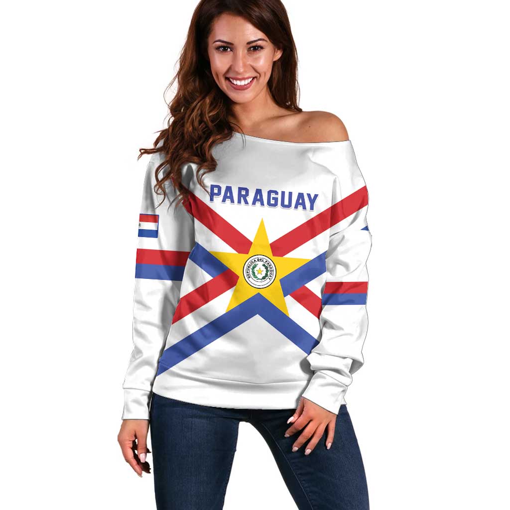 Custom Paraguay Football Off Shoulder Sweater Unique Style