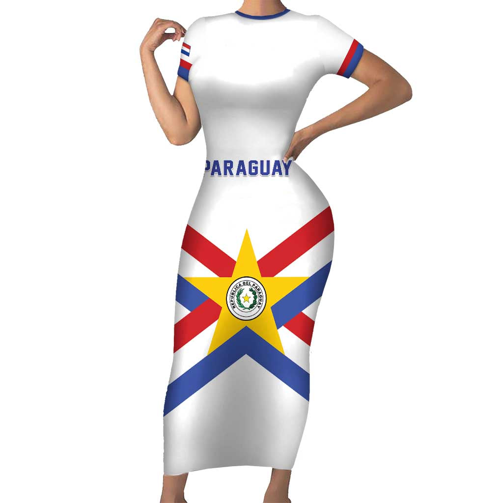 Custom Paraguay Football Short Sleeve Bodycon Dress Unique Style