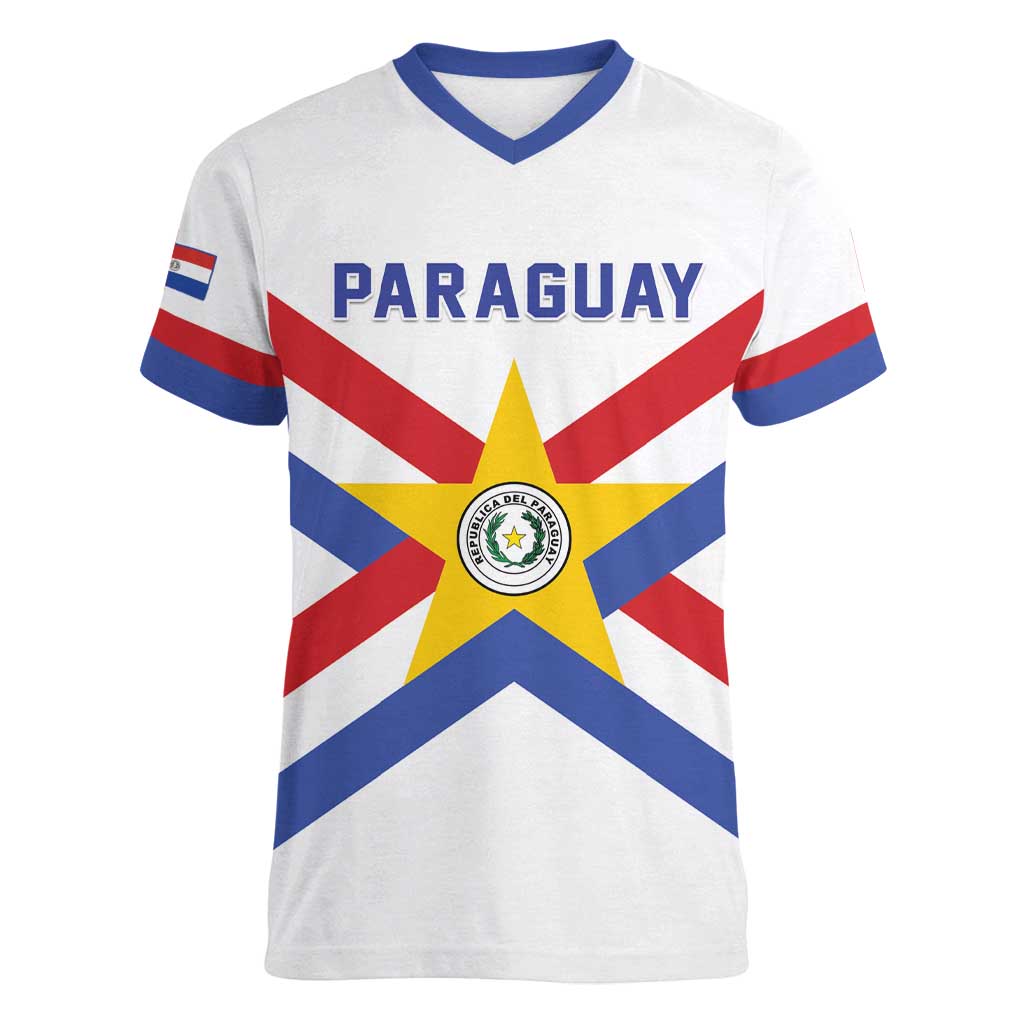 Custom Paraguay Football Women V-Neck T-Shirt Unique Style