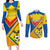 Custom Ecuador Football Couples Matching Long Sleeve Bodycon Dress and Long Sleeve Button Shirt La Tricolor Sporty Style