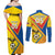 Custom Ecuador Football Couples Matching Off Shoulder Maxi Dress and Long Sleeve Button Shirt La Tricolor Sporty Style