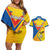 Custom Ecuador Football Couples Matching Off Shoulder Short Dress and Hawaiian Shirt La Tricolor Sporty Style