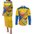 Custom Ecuador Football Couples Matching Puletasi and Long Sleeve Button Shirt La Tricolor Sporty Style