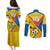 Custom Ecuador Football Couples Matching Puletasi and Long Sleeve Button Shirt La Tricolor Sporty Style