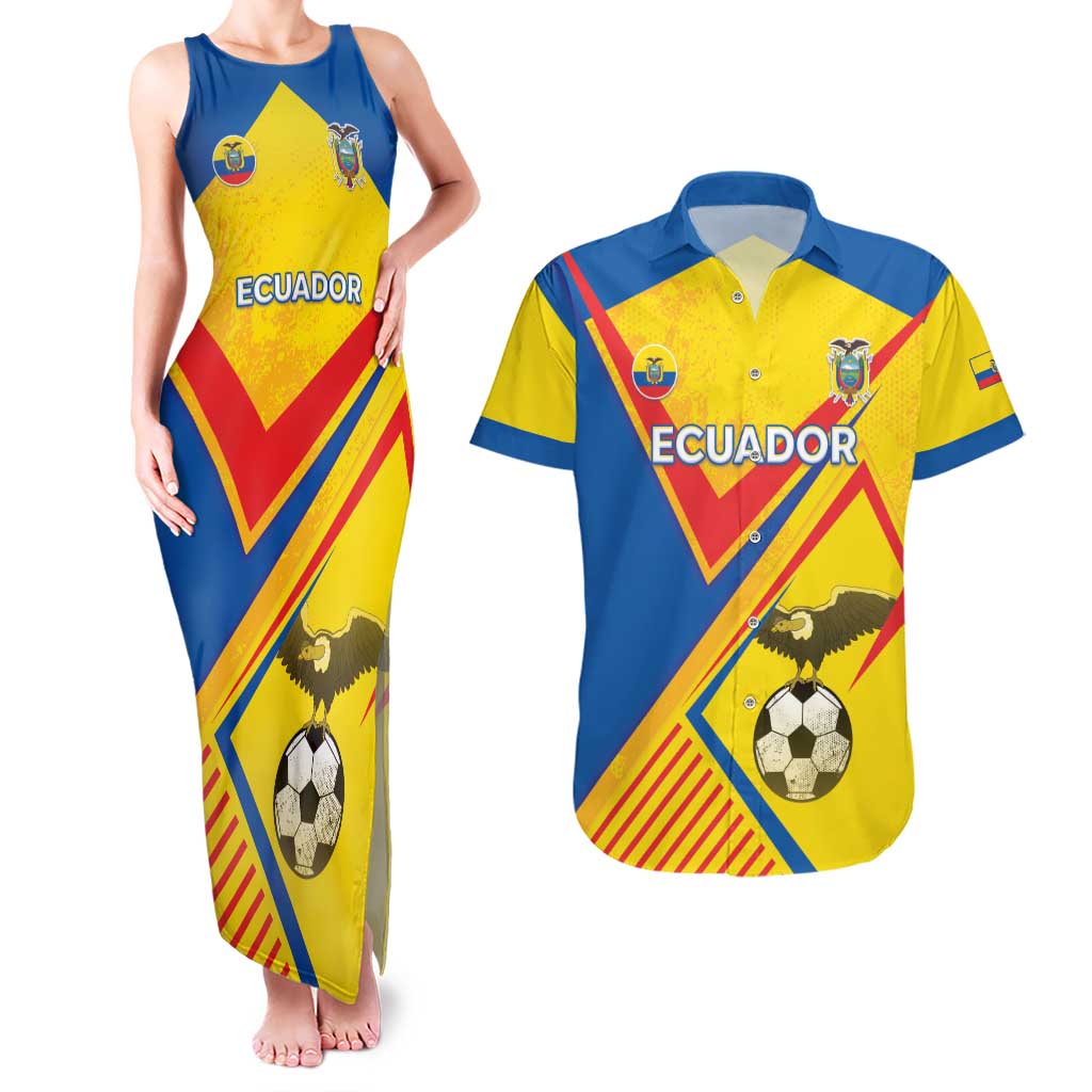 Custom Ecuador Football Couples Matching Tank Maxi Dress and Hawaiian Shirt La Tricolor Sporty Style