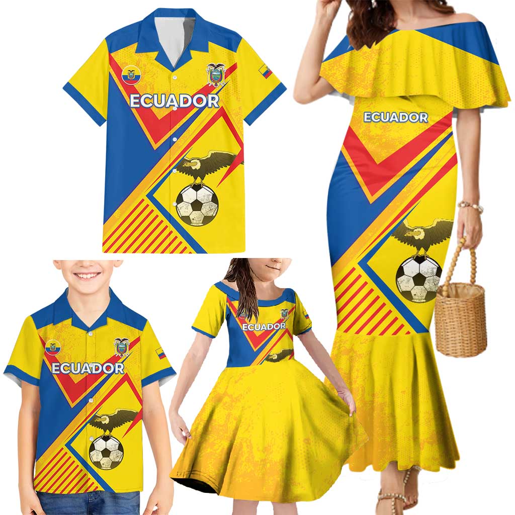 Custom Ecuador Football Family Matching Mermaid Dress and Hawaiian Shirt La Tricolor Sporty Style